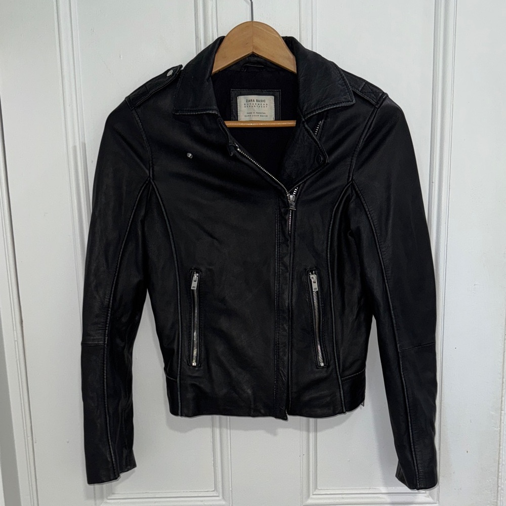 Zara Vegan  Leather Biker Jacket